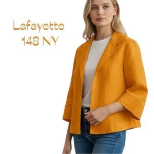 Lafayette 148 New York Orange Linen Jacket Size 4